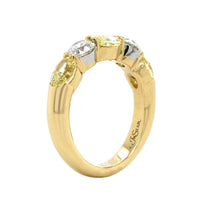 18K Yellow Gold and Platinum 7 Stone Yellow Diamond Band