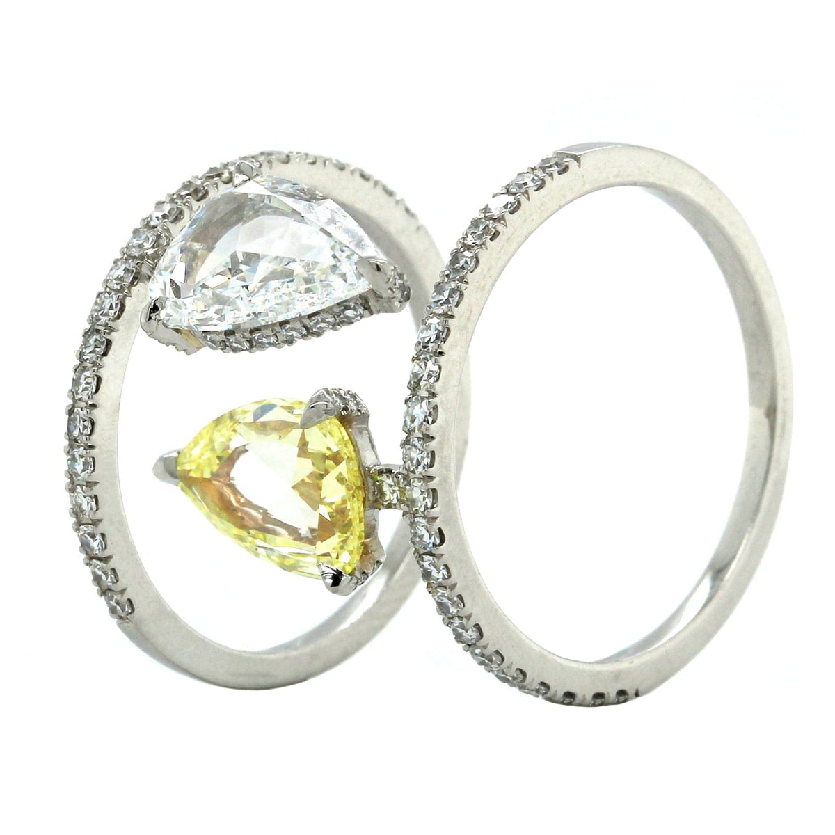 Platinum Pear Shape Diamond Set of 2 Ring, Long's Jewelers