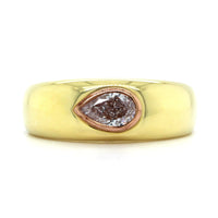 18K Yellow Gold Pear Shape Light Pink Diamond Ring, 18k yellow and 20k rose gold, Long's Jewelers