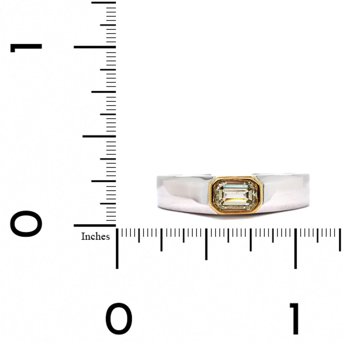 18K White Gold Fancy Yellow Emerald Diamond Ring, 18k white and yellow gold, Long's Jewelers