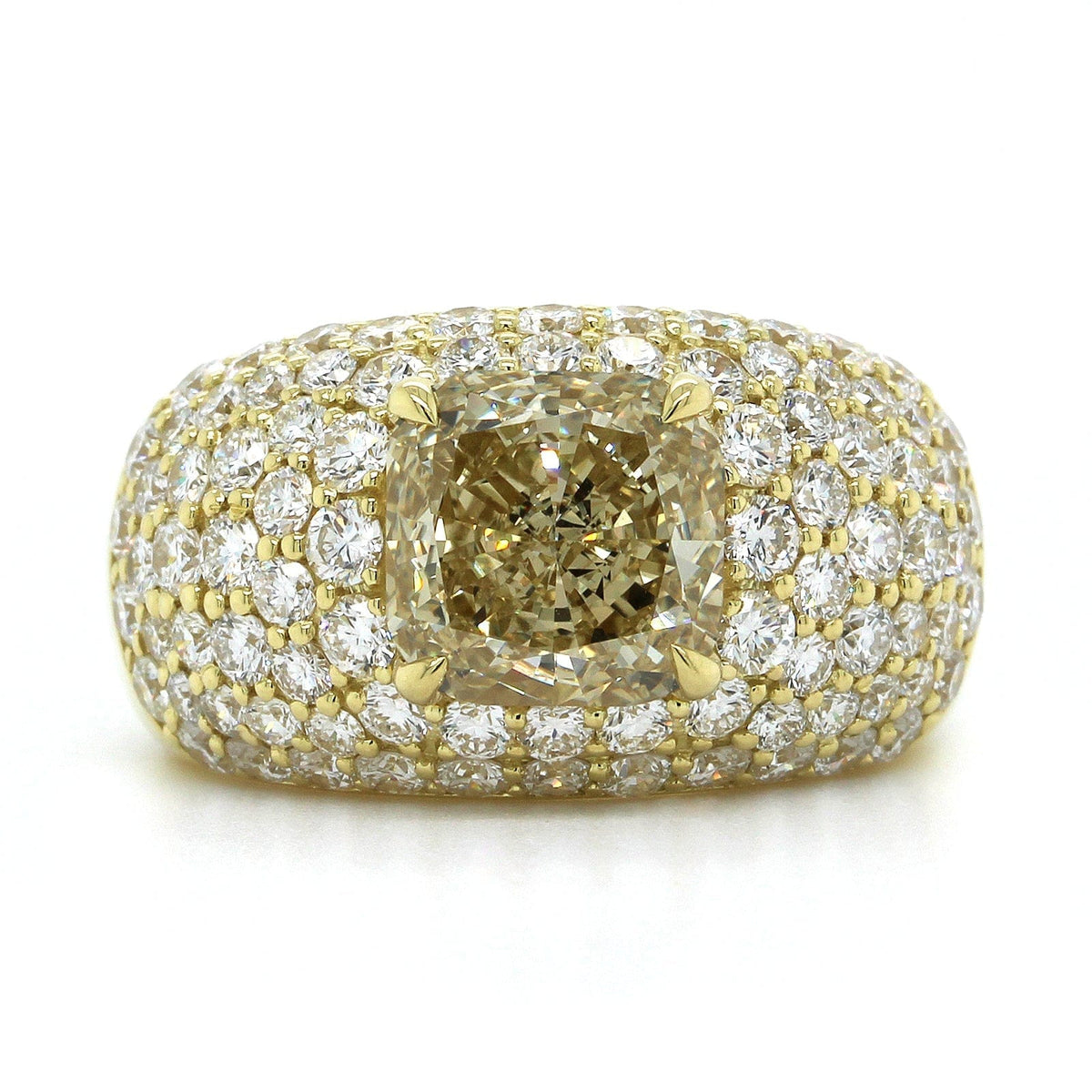 18K Yellow Gold Cushion Fancy Yellow Wide Ring, 18k yellow gold, Long's Jewelers