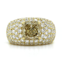 18K Yellow Gold Cushion Fancy Yellow Wide Ring, 18k yellow gold, Long's Jewelers