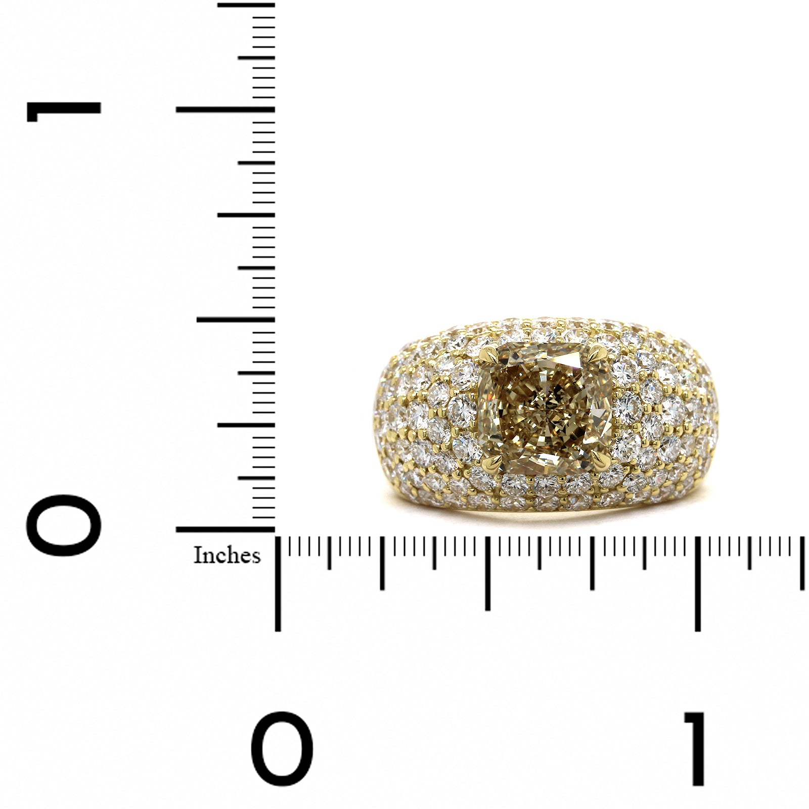 18K Yellow Gold Cushion Fancy Yellow Wide Ring, 18k yellow gold, Long's Jewelers
