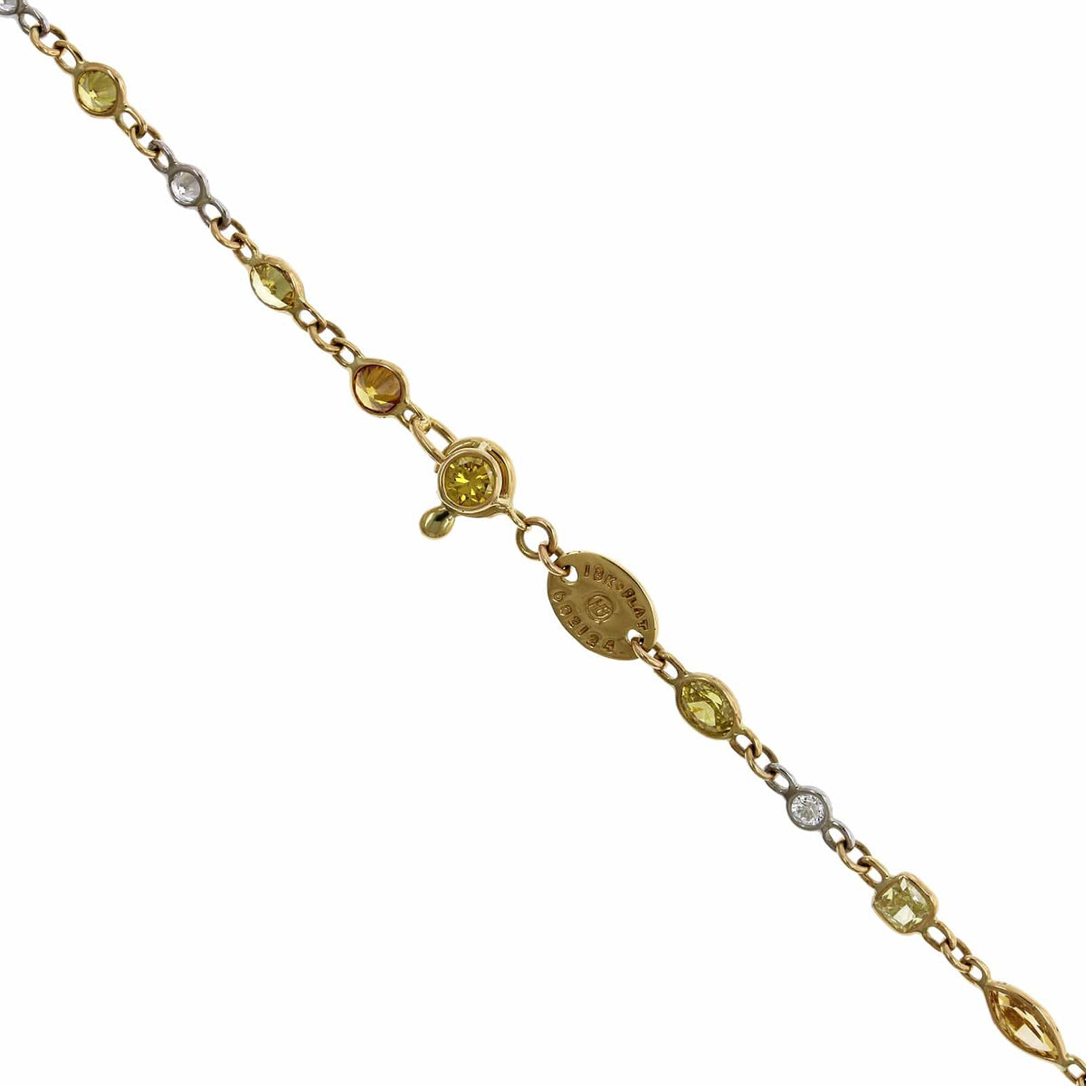 Platinum Bezel Set Fancy Yellow and White diamond Necklace