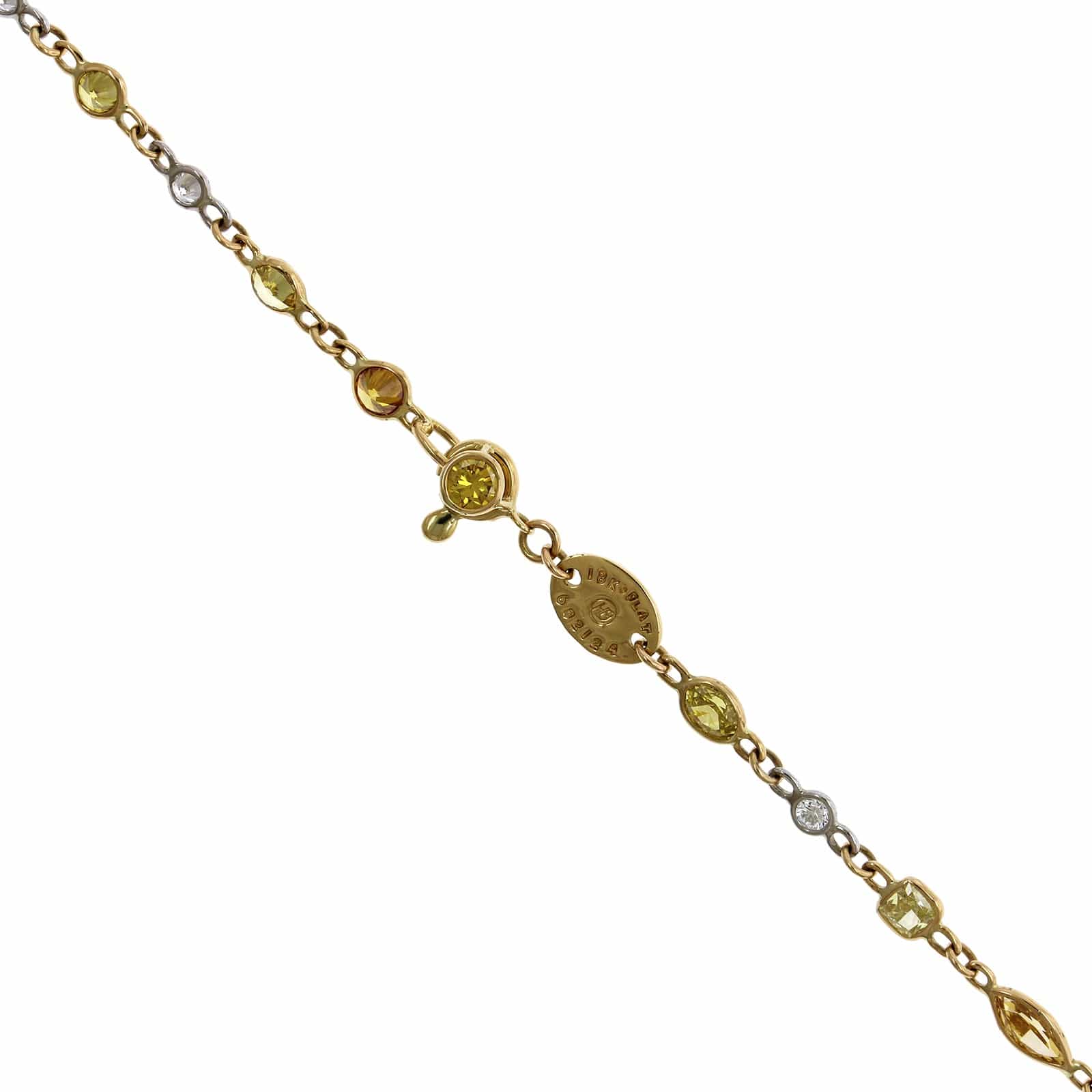 Platinum Bezel Set Fancy Yellow and White diamond Necklace