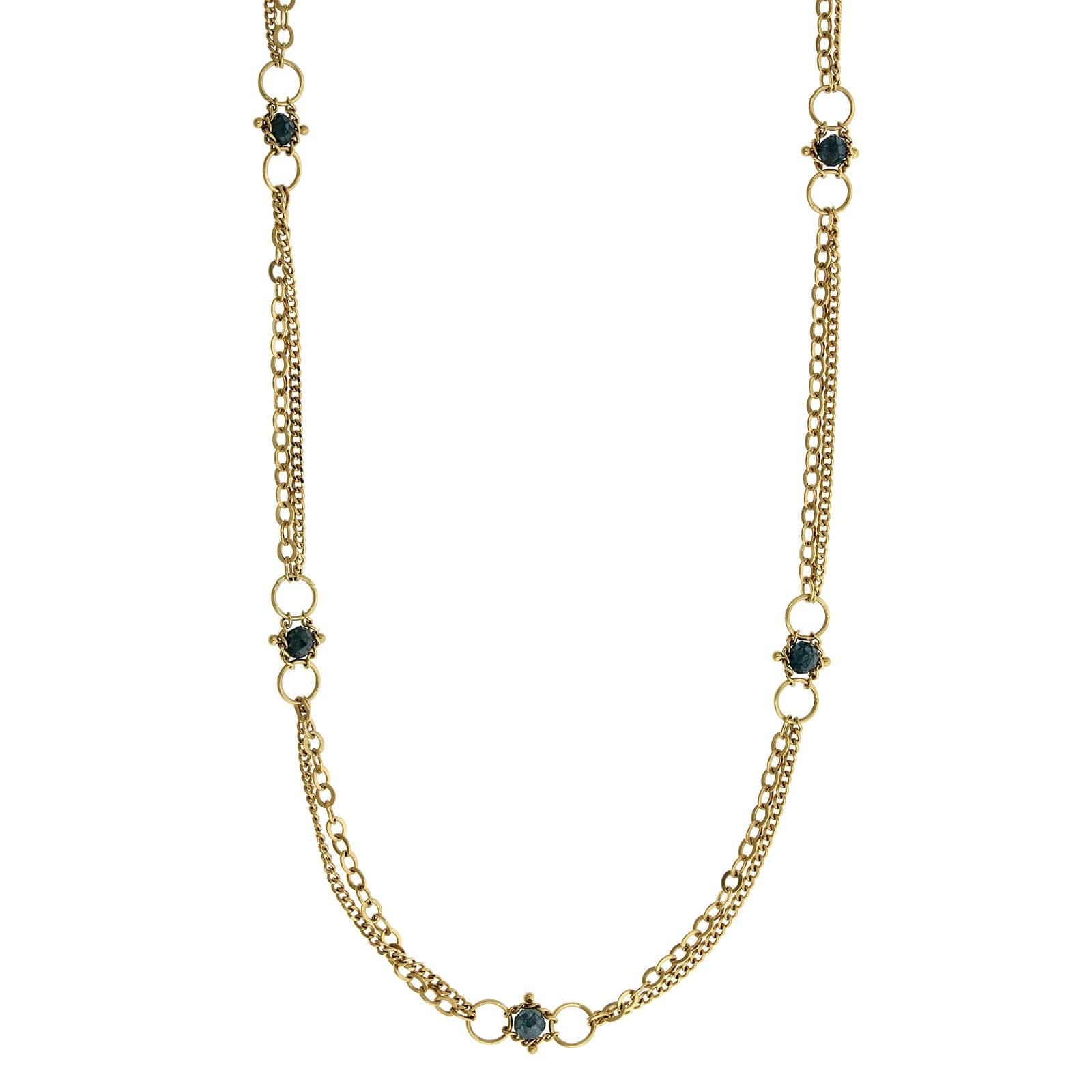 18K Yellow Gold Blue Diamond Bead Necklace, Long's Jewelers