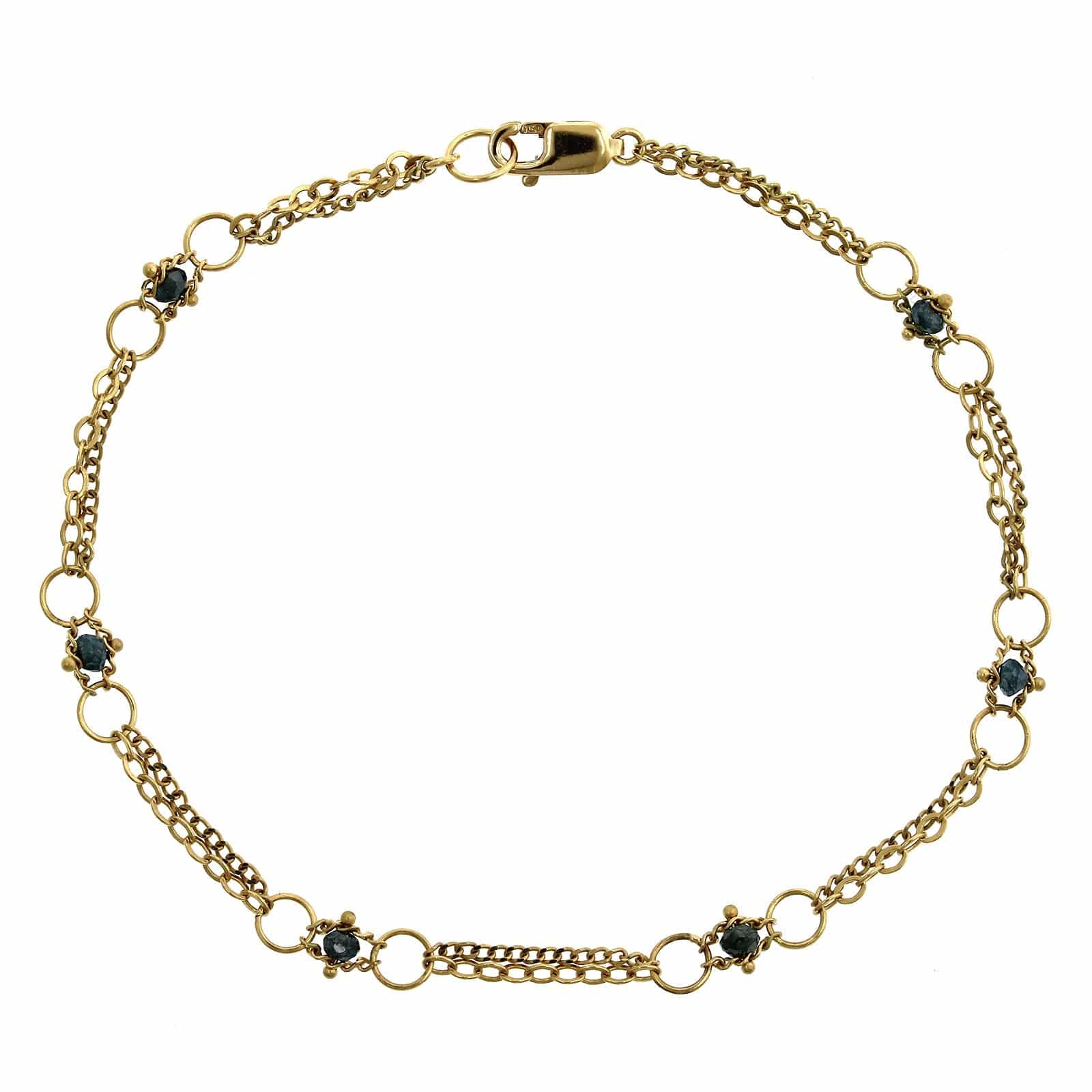 18K Yellow Gold Blue Diamond Bead Bracelet, Long's Jewelers