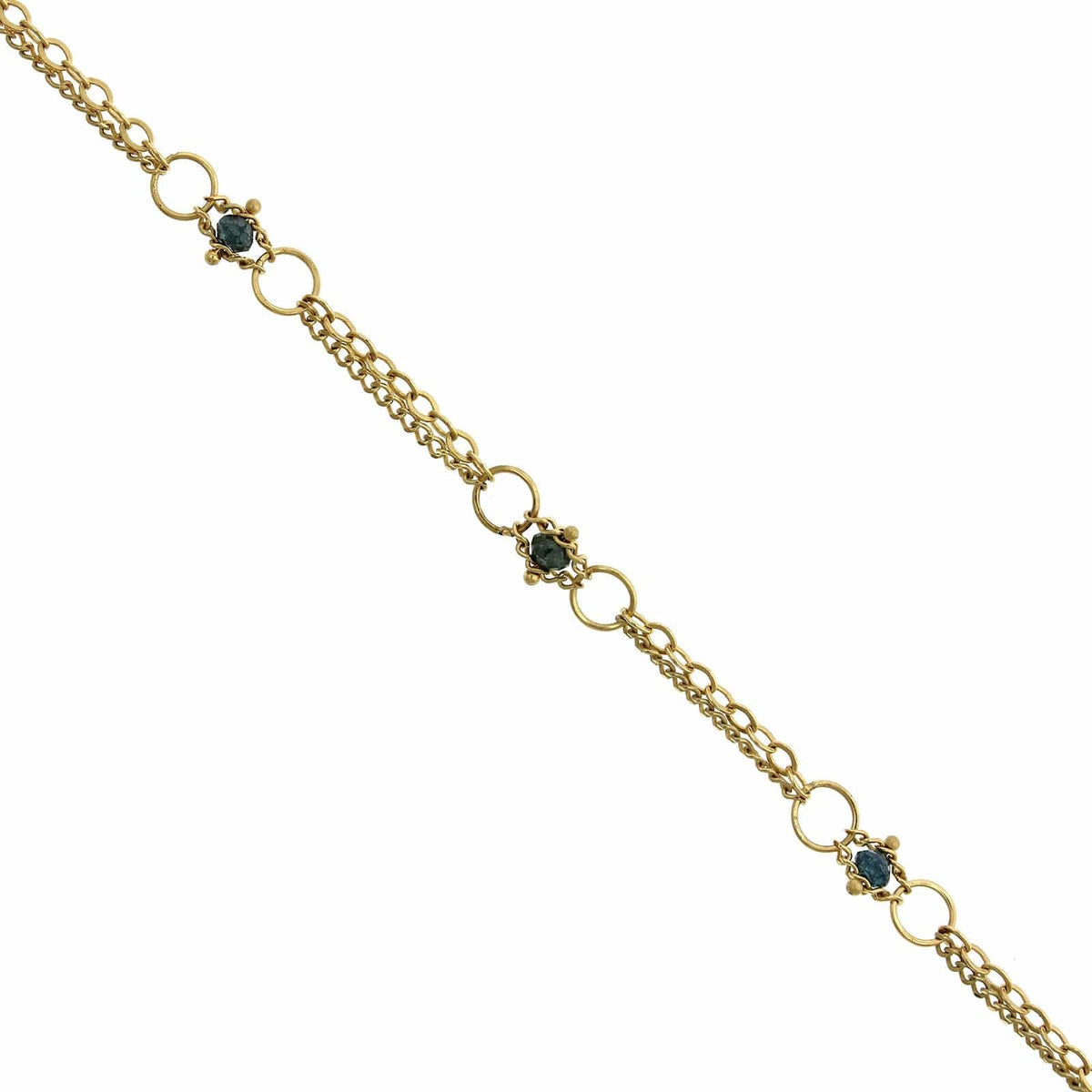18K Yellow Gold Blue Diamond Bead Bracelet, Long's Jewelers