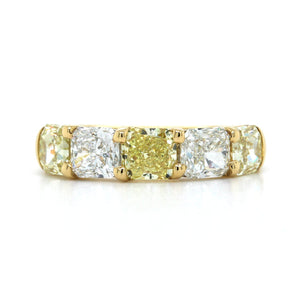 18K Yellow Gold 5 Stone Radiant Fancy Yellow Diamond Band