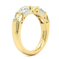 18K Yellow Gold 5 Stone Radiant Fancy Yellow Diamond Band