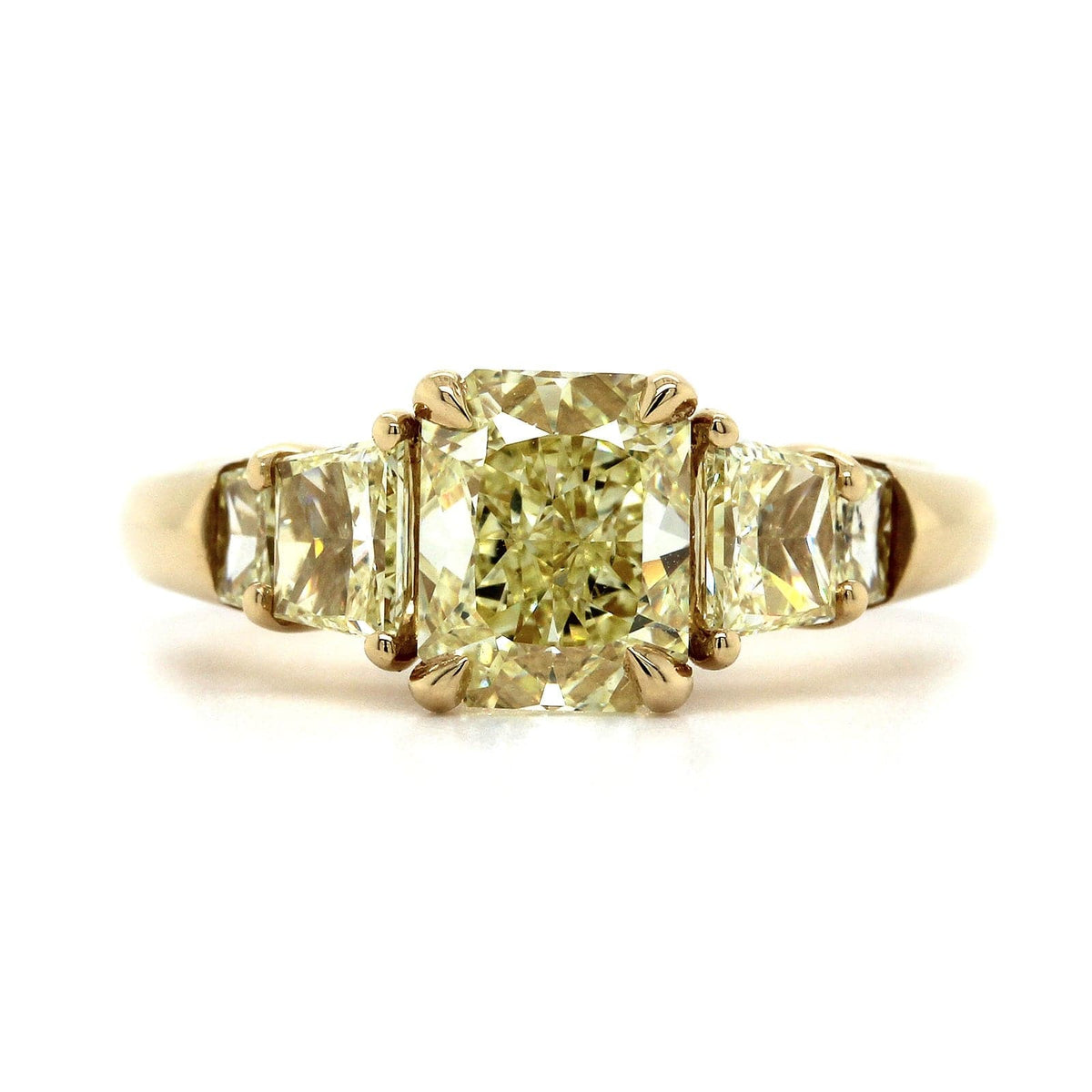 18k Yellow Gold Radiant Cut Fancy Yellow Diamond Engagement Ring