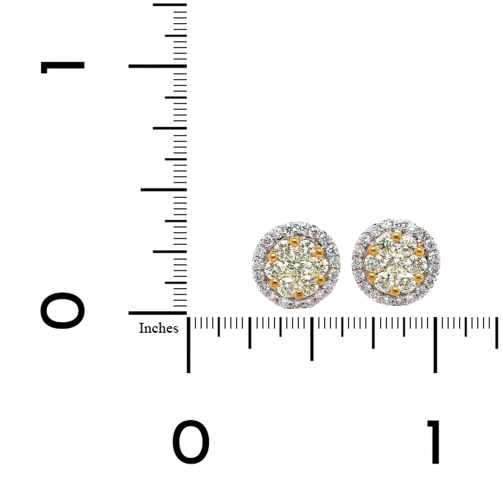 18K Yellow Gold Fancy Diamond Cluster Stud Earrings