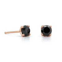 14K Rose Gold Black Round Diamond Earrings