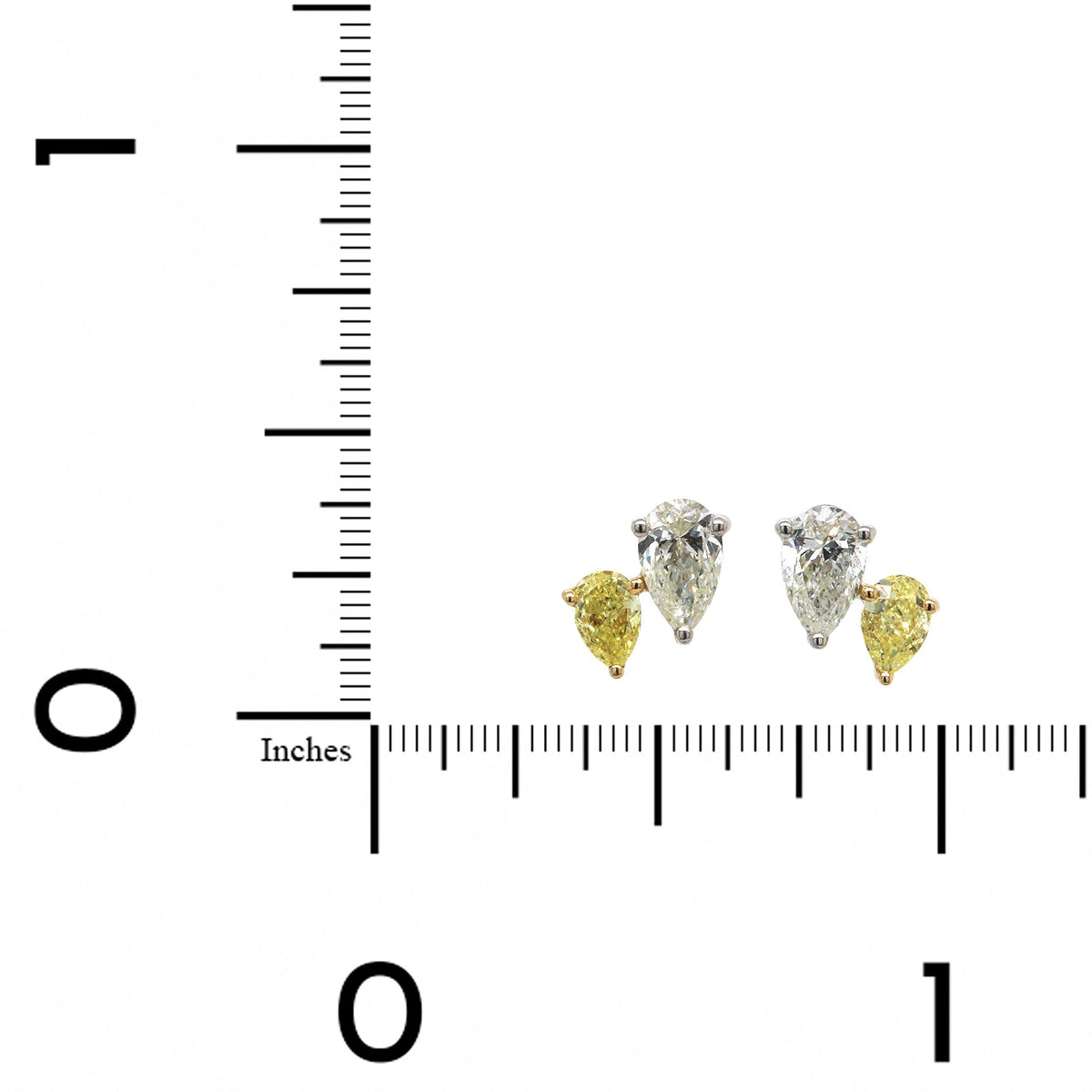 18K Two-Tone Pear Shape Yellow Diamond Stud Earrings, 18k yellow and white gold, Long's Jewelers