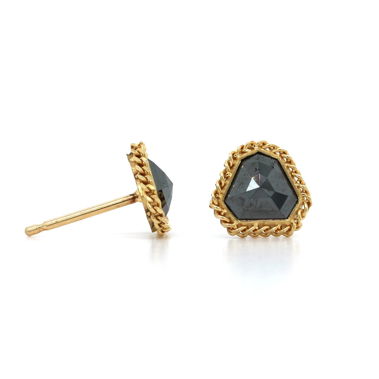 18K Yellow Gold Black Diamond Stud Earrings, Long's Jewelers