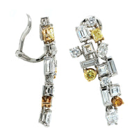 Oscar Heyman Platinum 18K Yellow Gold Yellow and White Diamond Drop Earrings