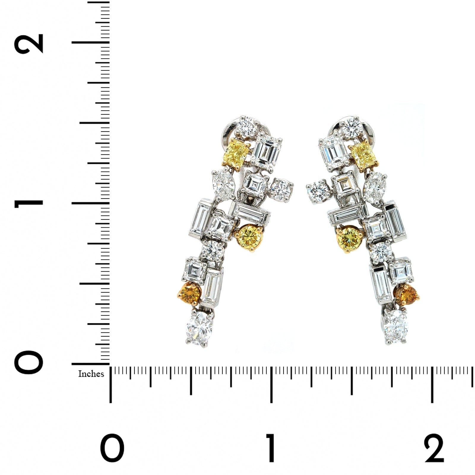 Oscar Heyman Platinum 18K Yellow Gold Yellow and White Diamond Drop Earrings