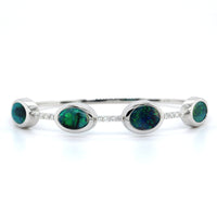 18K White Gold Opal and Diamond Bangle, Long's Jewelers