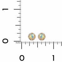 14K Yellow Gold Opal Diamond Halo Stud Earrings