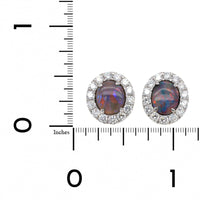 18K White Gold Opal and Diamond Halo Stud Earrings