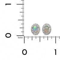 18K White Gold Opal and Diamond Halo Stud Earrings