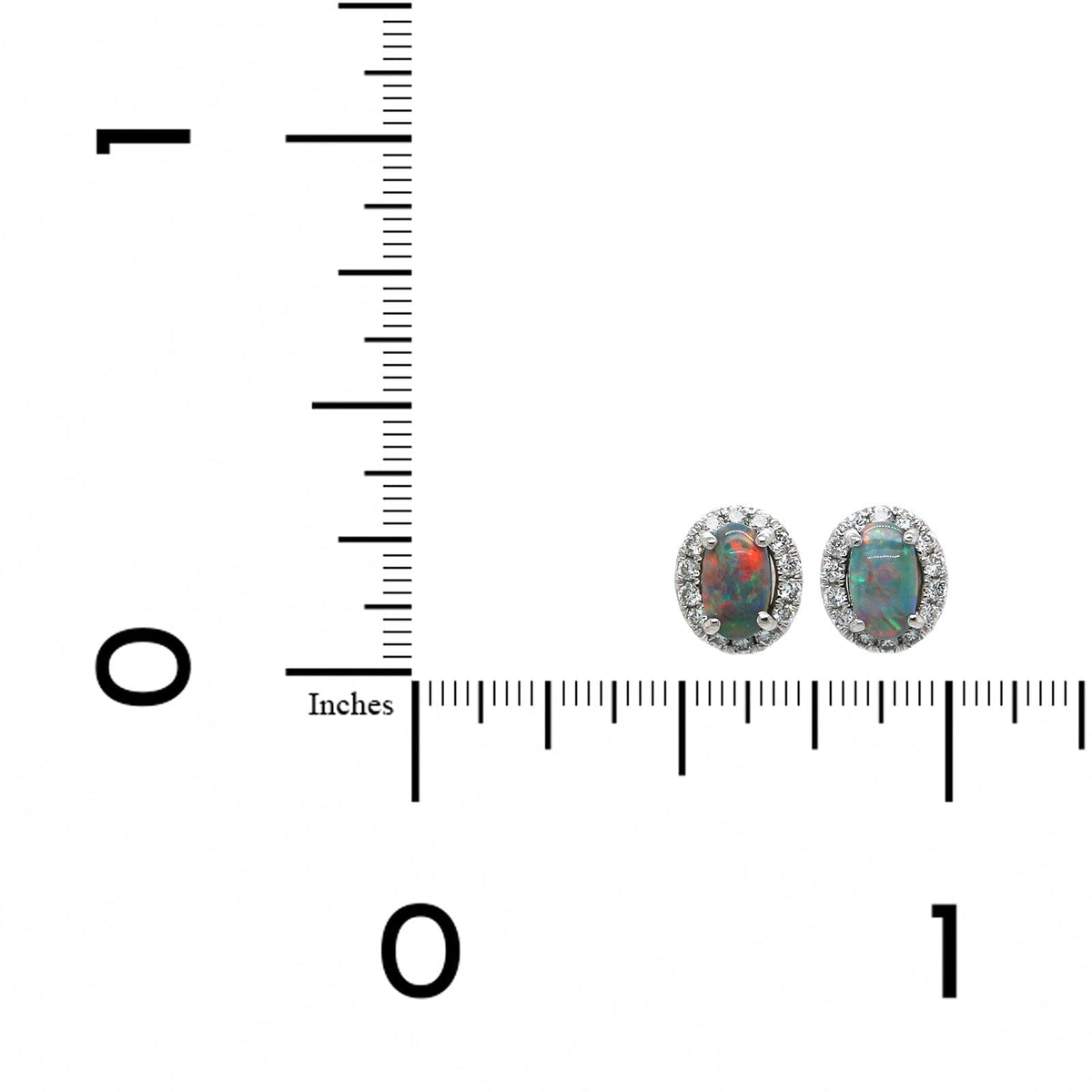 18K White Gold Opal Diamond Halo Earrings, 18K White Gold, Long's Jewelers