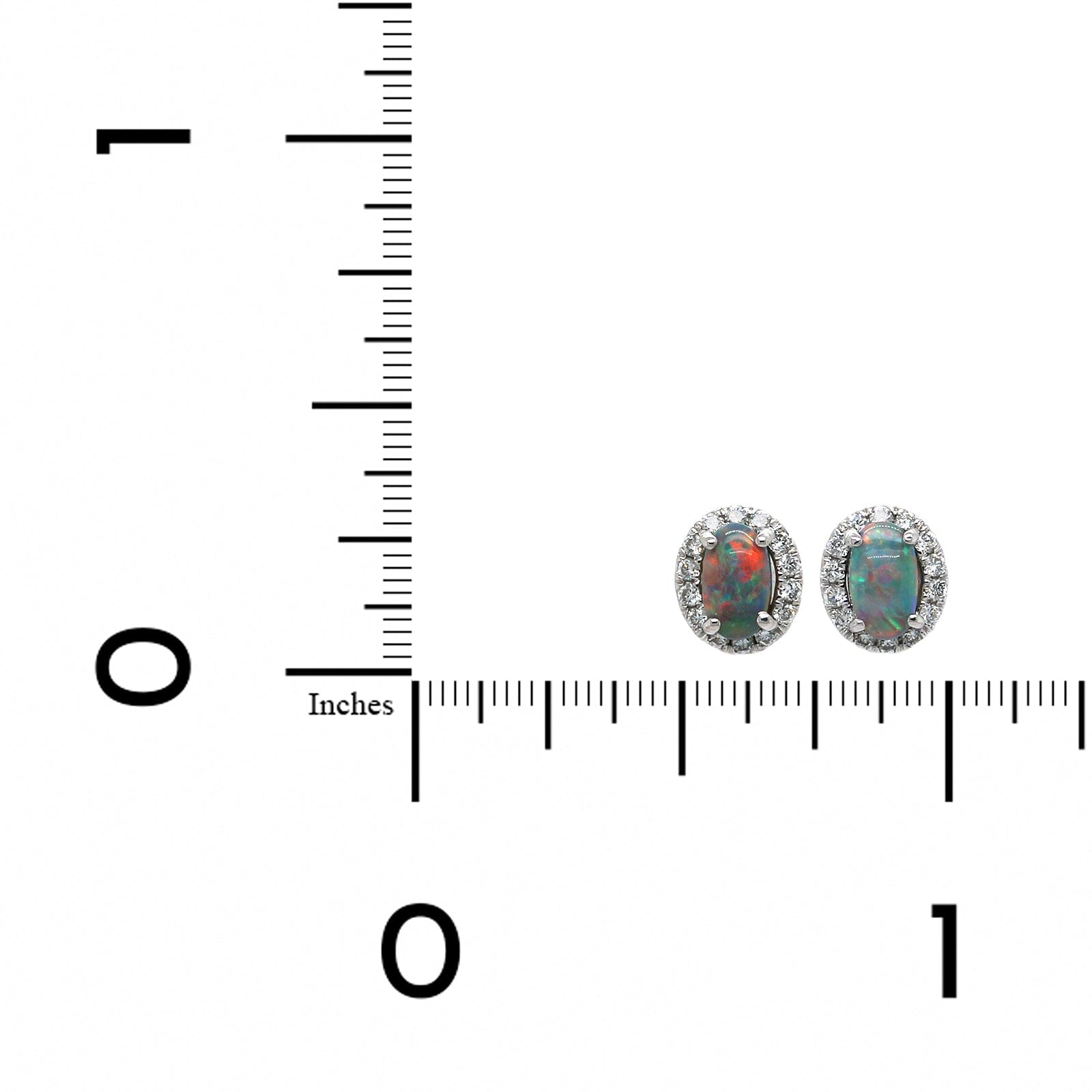 18K White Gold Opal Diamond Halo Earrings, 18K White Gold, Long's Jewelers
