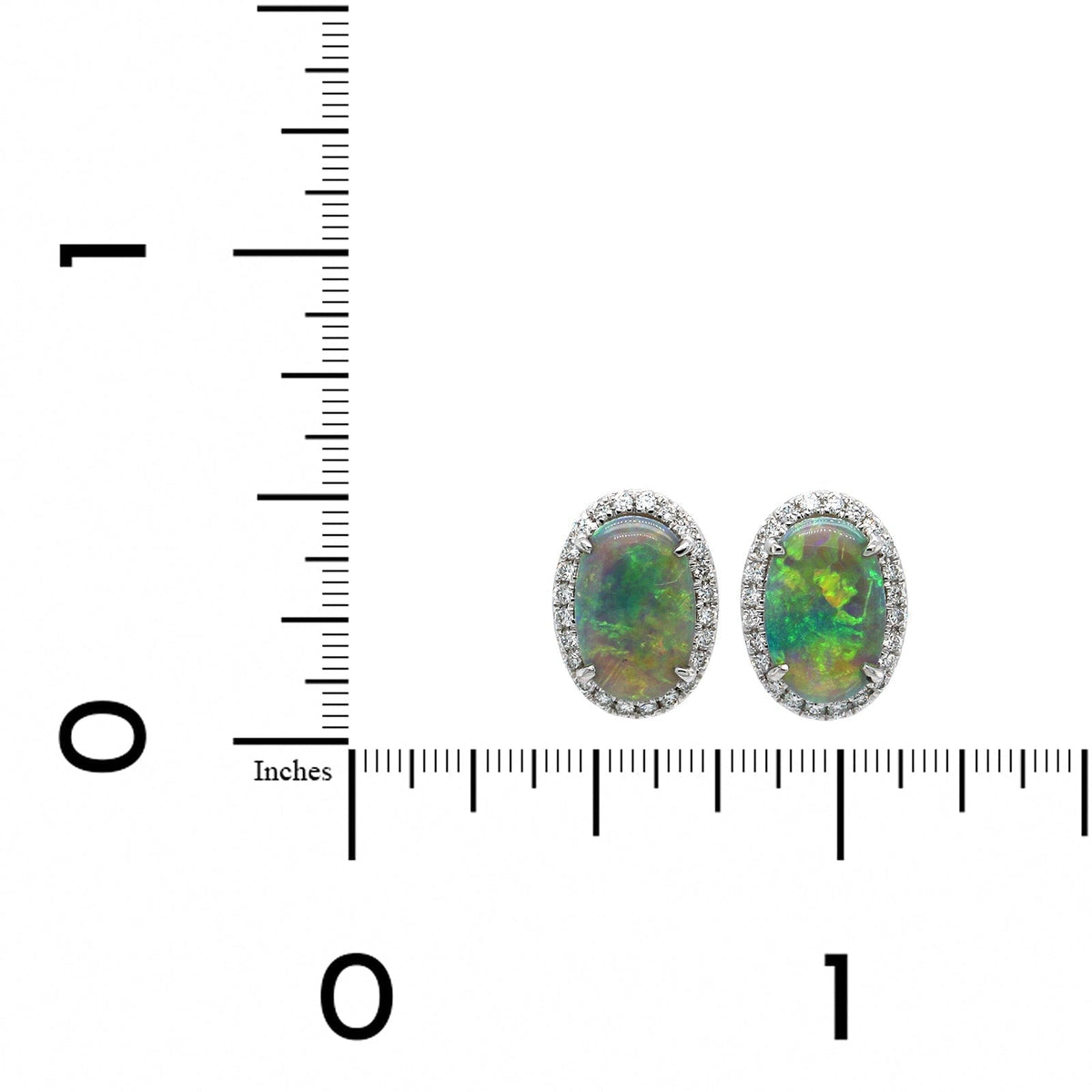 18K White Gold Opal Diamond Halo Earrings, 18K White Gold, Long's Jewelers