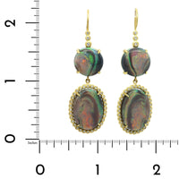 Suzy Landa 18K Yellow Gold Double Black Opal Drop Earrings
