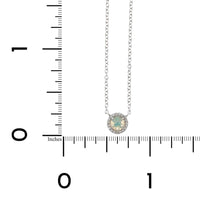 14K White Gold Opal Diamond Halo Pendant