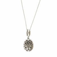 18K White Gold Oval Opal and Diamond Pendant