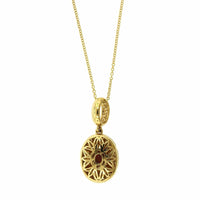 18K Yellow Gold Oval Opal and Diamond Pendant