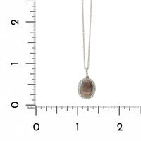 18K White Gold Oval Opal and Diamond Pendant