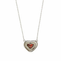 18K White Gold Heart Shape Opal and Diamond Pendant