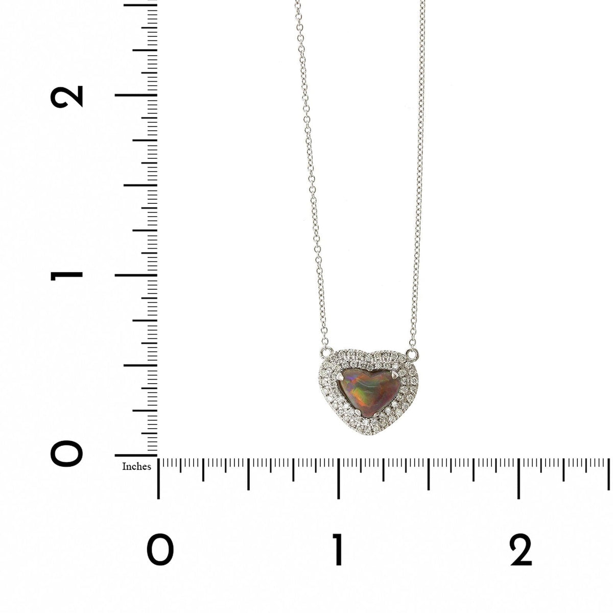 18K White Gold Heart Shape Opal and Diamond Pendant