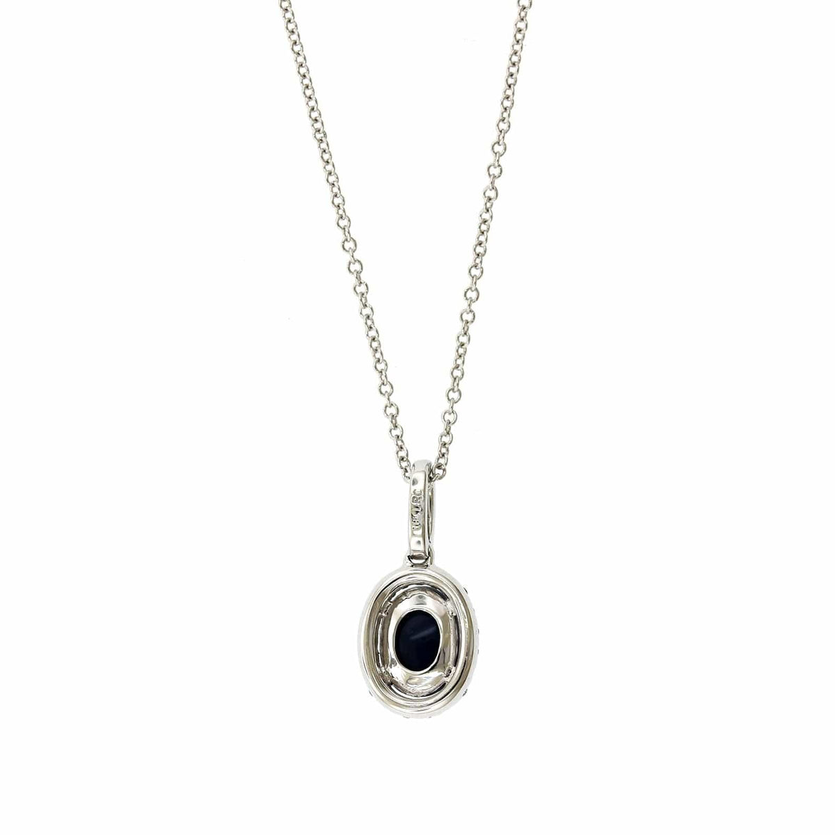 18K White Gold Oval Black Opal and Diamond Pendant