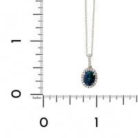 18K White Gold Oval Black Opal and Diamond Pendant