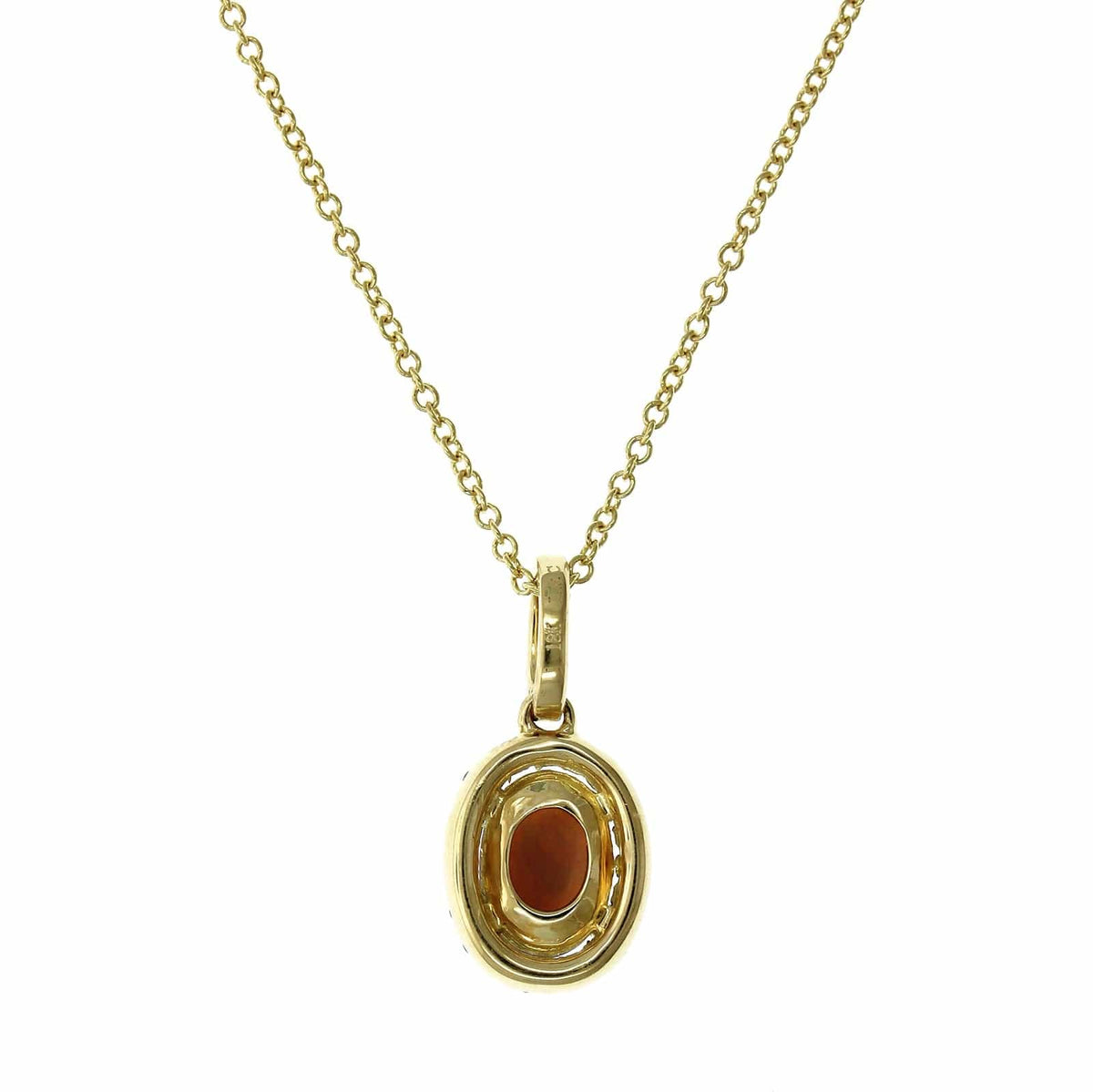 18K Yellow Gold Opal Diamond Halo Pendant, 18K Yellow Gold, Long's Jewelers