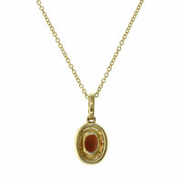 18K Yellow Gold Opal Diamond Halo Pendant, 18K Yellow Gold, Long's Jewelers