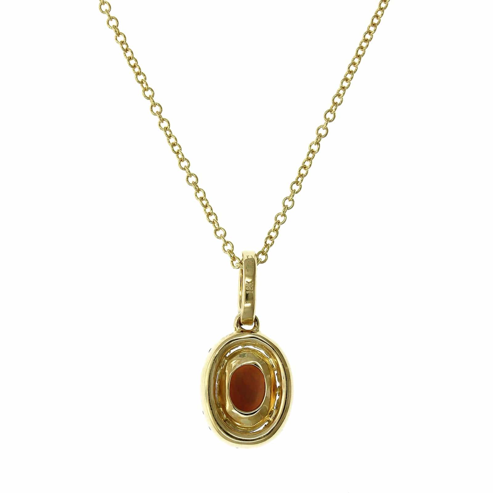 18K Yellow Gold Opal Diamond Halo Pendant, 18K Yellow Gold, Long's Jewelers