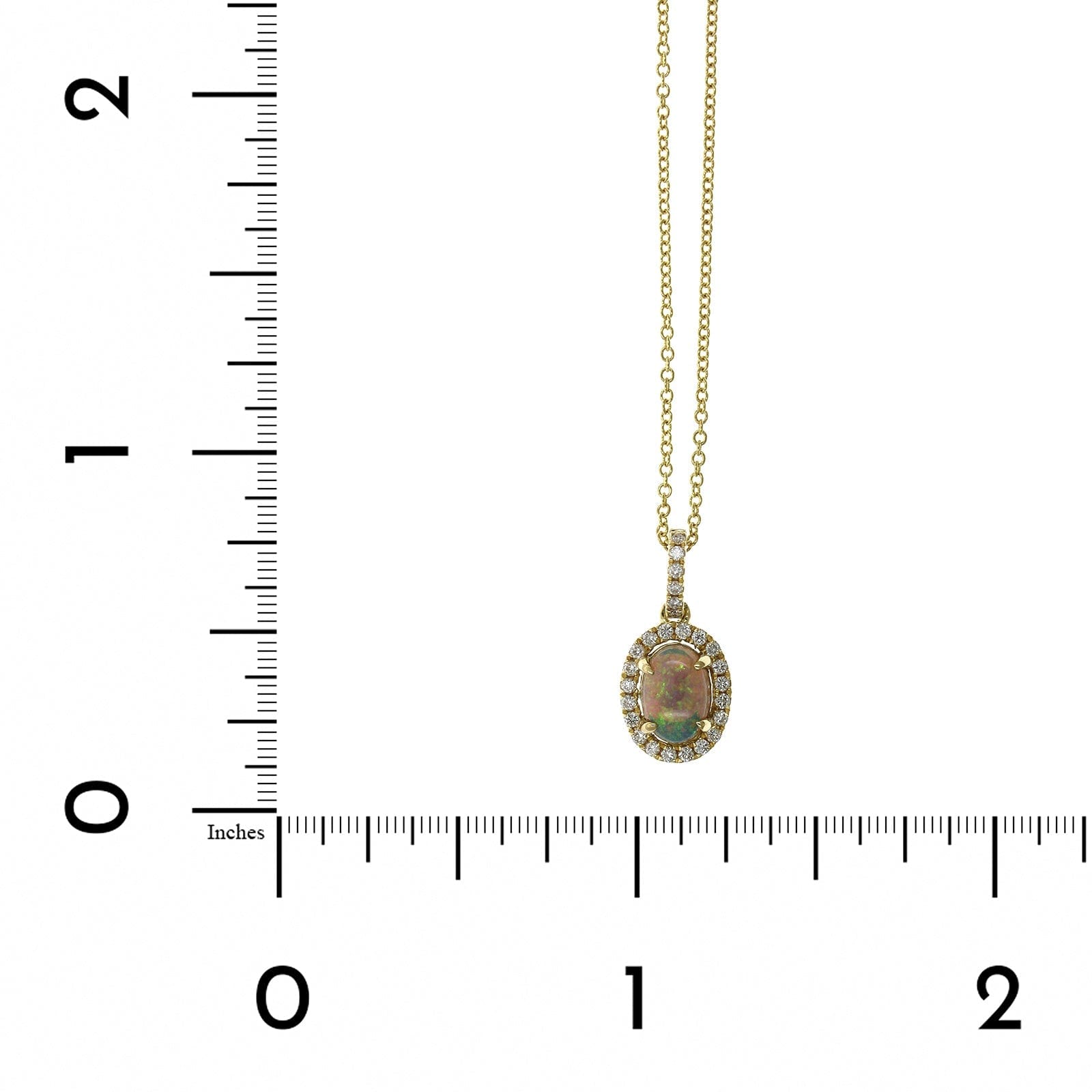 18K Yellow Gold Opal Diamond Halo Pendant, 18K Yellow Gold, Long's Jewelers