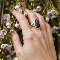 18K Yellow Gold Opal and Diamond Halo Ring