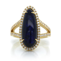 18K Yellow Gold Opal and Diamond Halo Ring