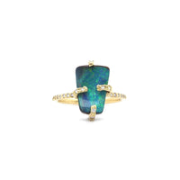 18K Yellow Gold Opal and Diamond Ring