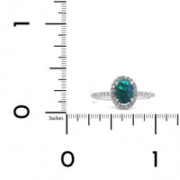 18K White Gold Oval Black Opal and Diamond Halo Ring