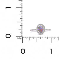 18K White Gold Oval Black Opal and Diamond Halo Ring