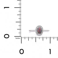 18K White Gold Oval Black Opal and Diamond Halo Ring