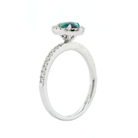 18K White Gold Opal Diamond Halo Ring, 18K White Gold, Long's Jewelers