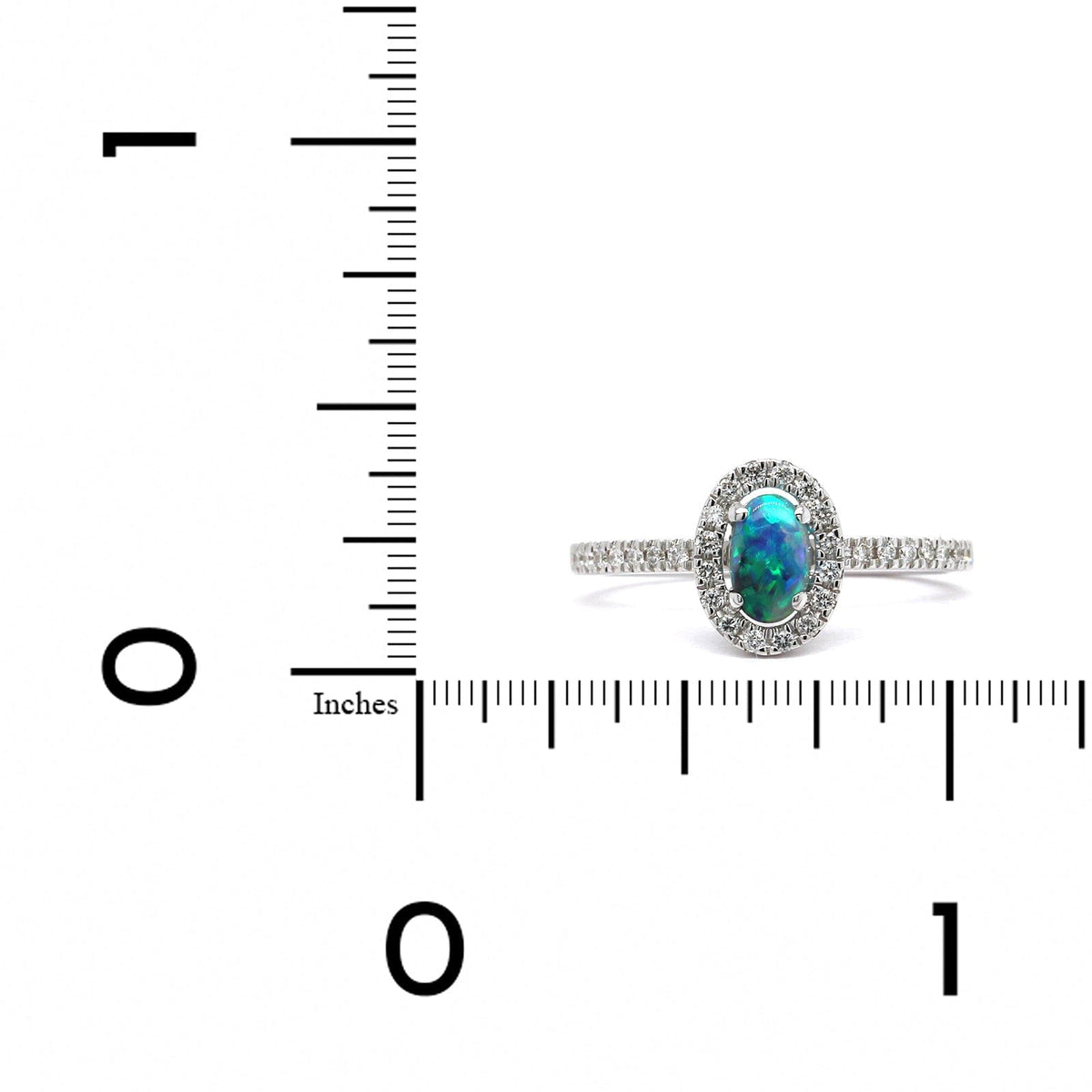 18K White Gold Opal Diamond Halo Ring, 18K White Gold, Long's Jewelers