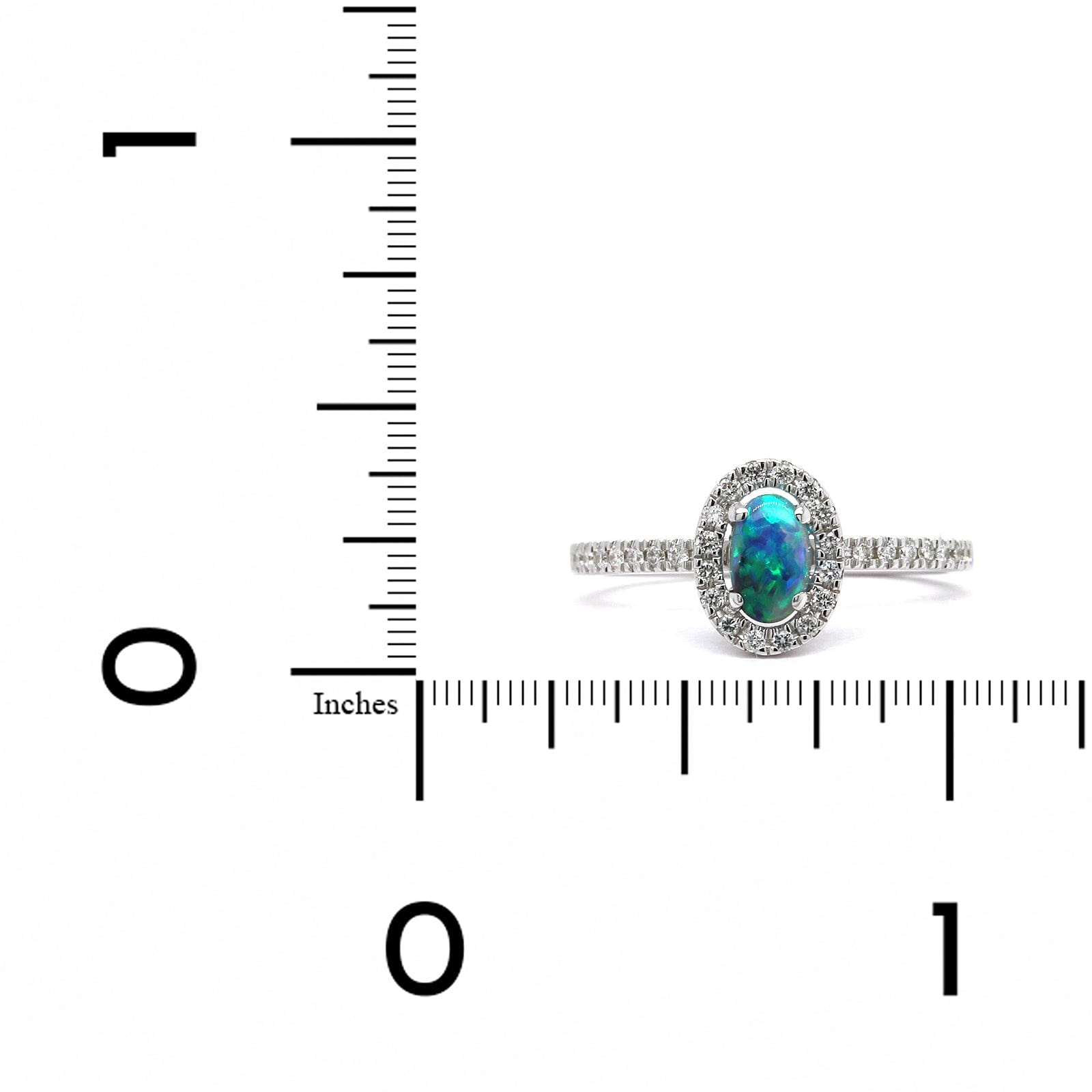18K White Gold Opal Diamond Halo Ring, 18K White Gold, Long's Jewelers